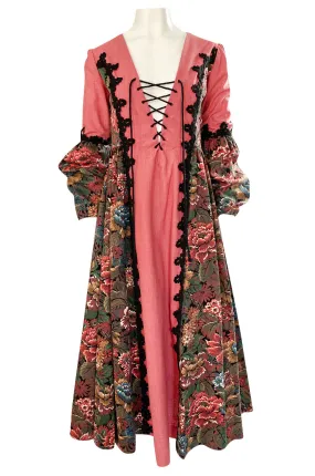 1970s Snooty Hooty Deep Plunge Lace Up Front Huge Sleeve Dress