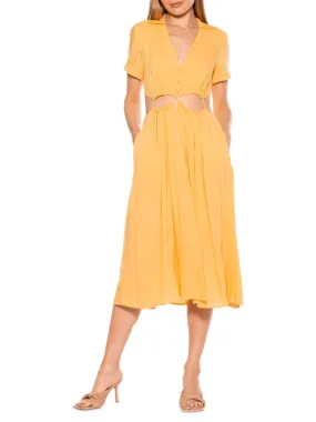 Alexia Admor shirt dress with cassidy neckline, yellow