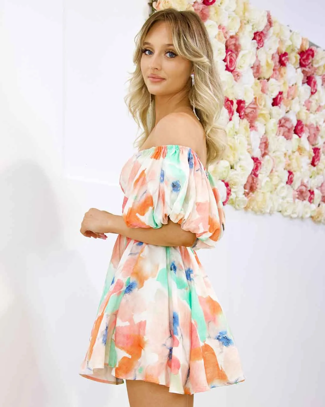 Aphrodite Mini Dress - Orange Print