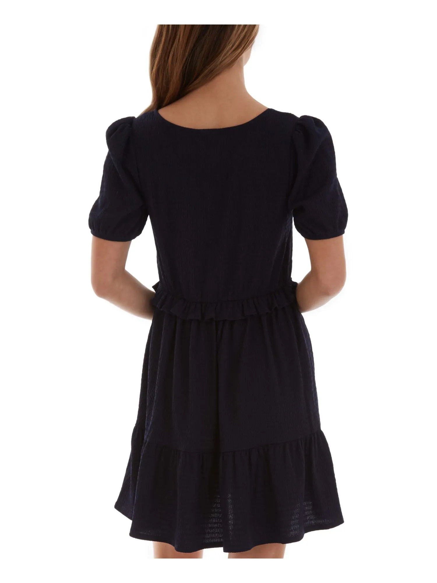 BCX DRESS Womens Ruffled Pouf Sleeve Square Neck Short Shift Dress