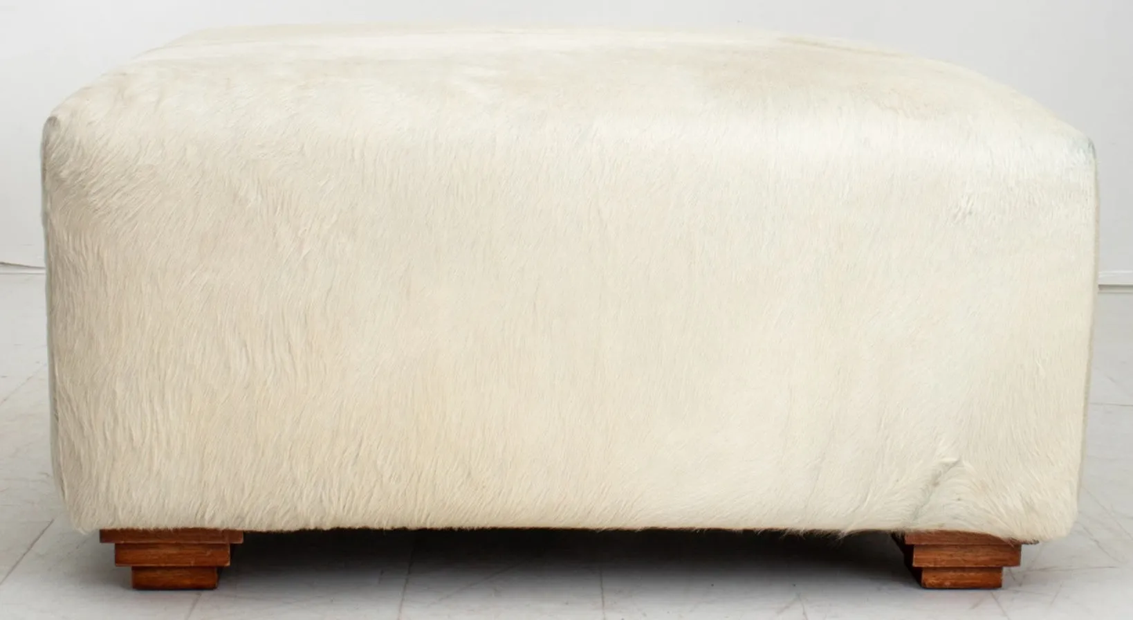 Cowhide Upholstered Storage Pouf or Ottoman
