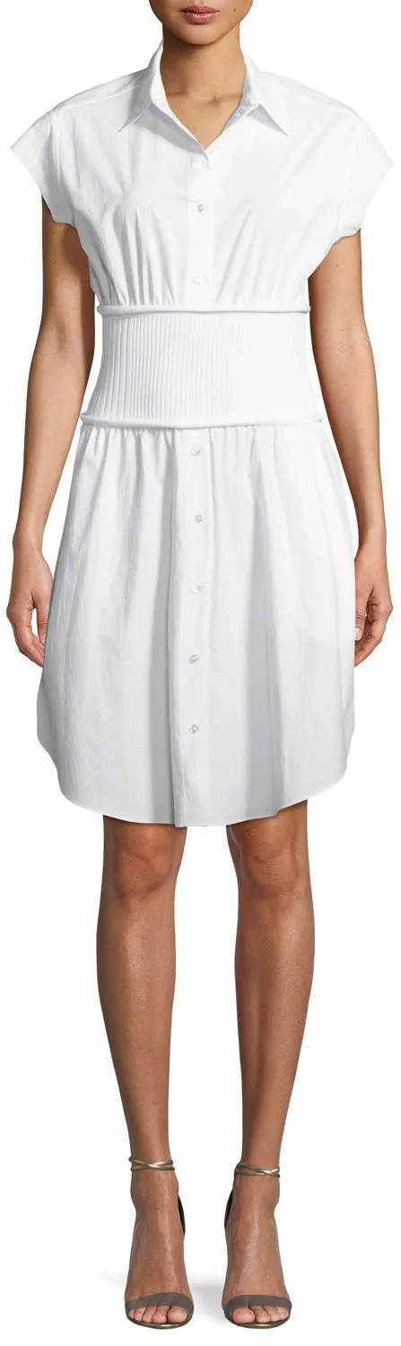 Flared Shirt-Dress, White