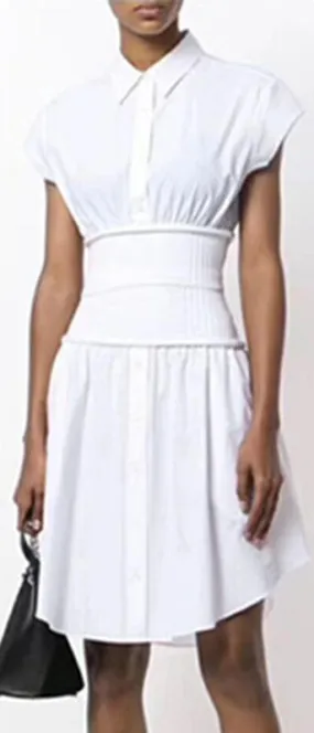 Flared Shirt-Dress, White