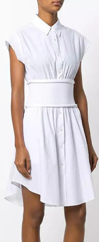 Flared Shirt-Dress, White