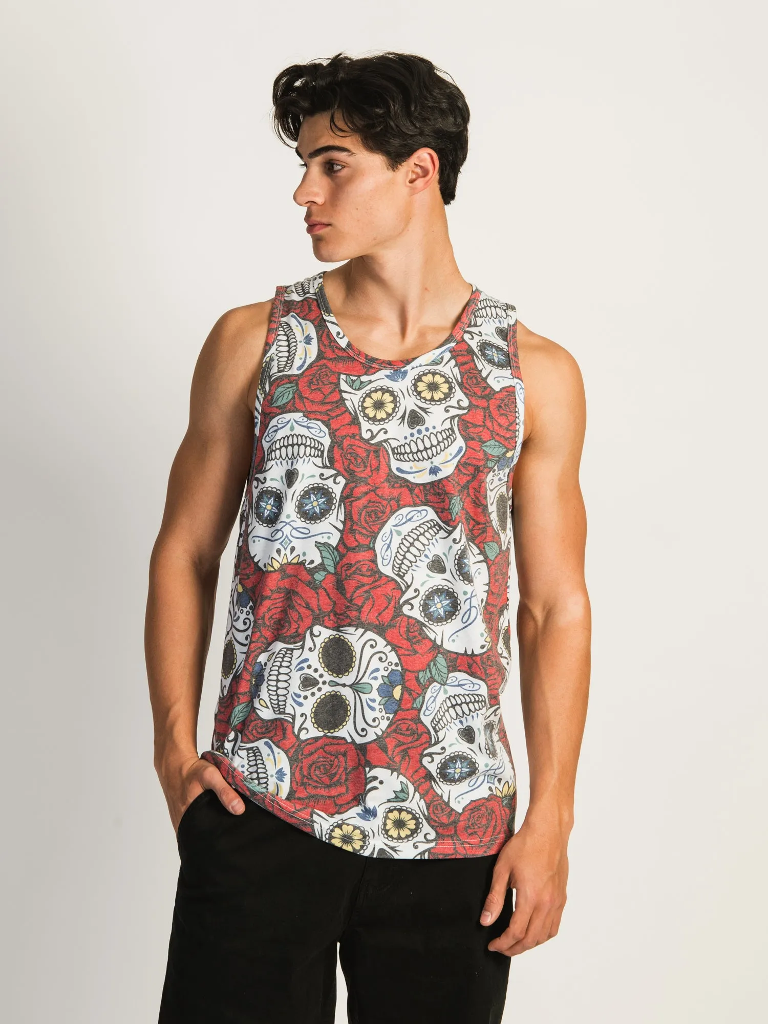 KOLBY JULIAN SCATTER PRINT TANK - SKULLS