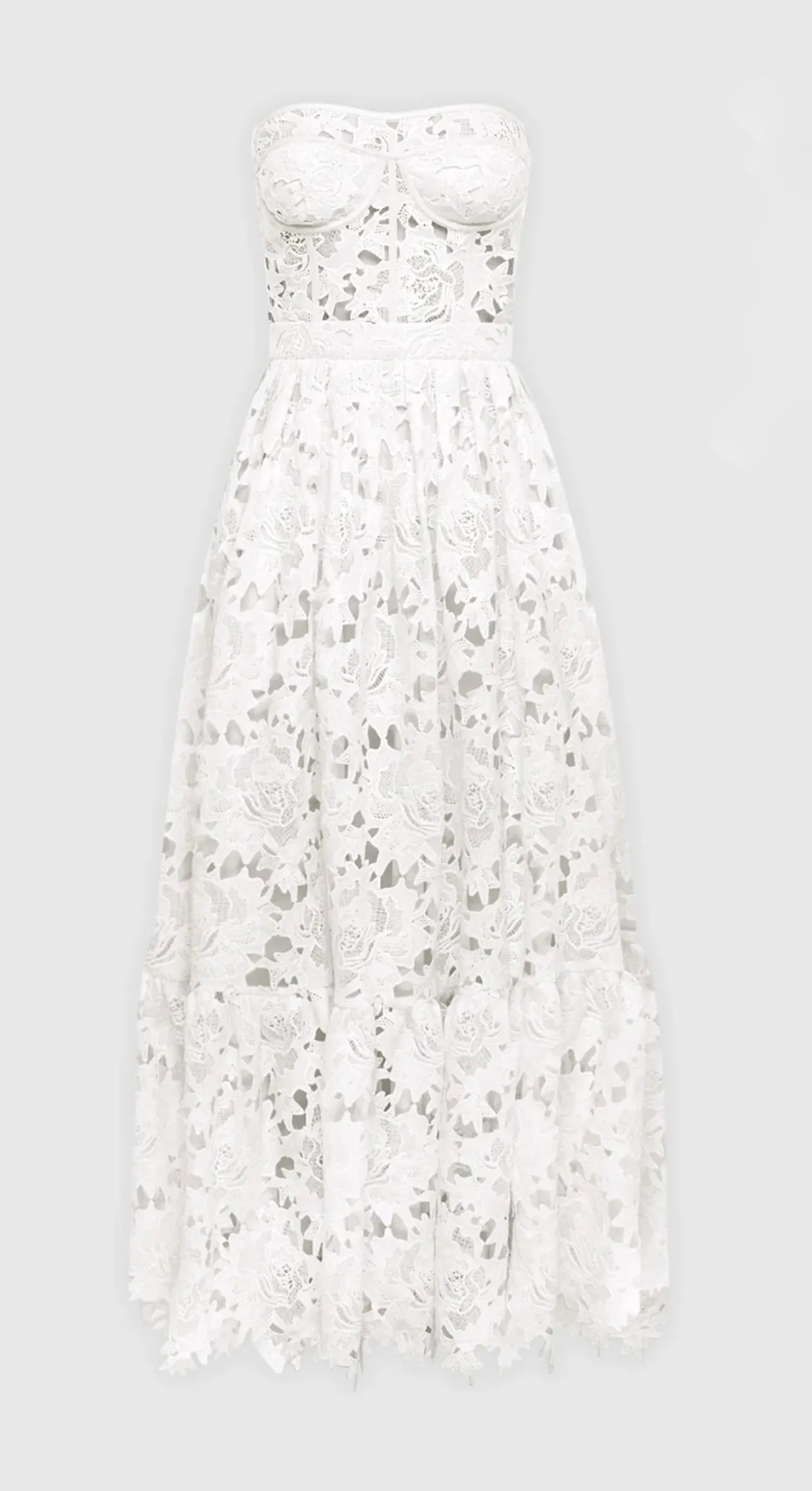 Leo Lin Emilia Lace Bustier Midi Dress