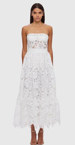 Leo Lin Emilia Lace Bustier Midi Dress