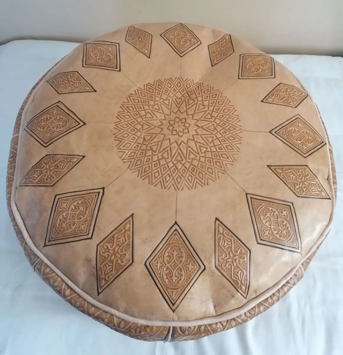 Moroccan pouf, Genuine Handmade Moroccan Leather Pouf, Brown Pouf Ottoman