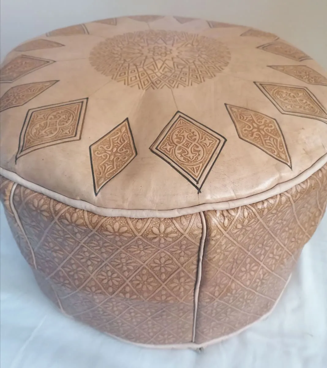 Moroccan pouf, Genuine Handmade Moroccan Leather Pouf, Brown Pouf Ottoman