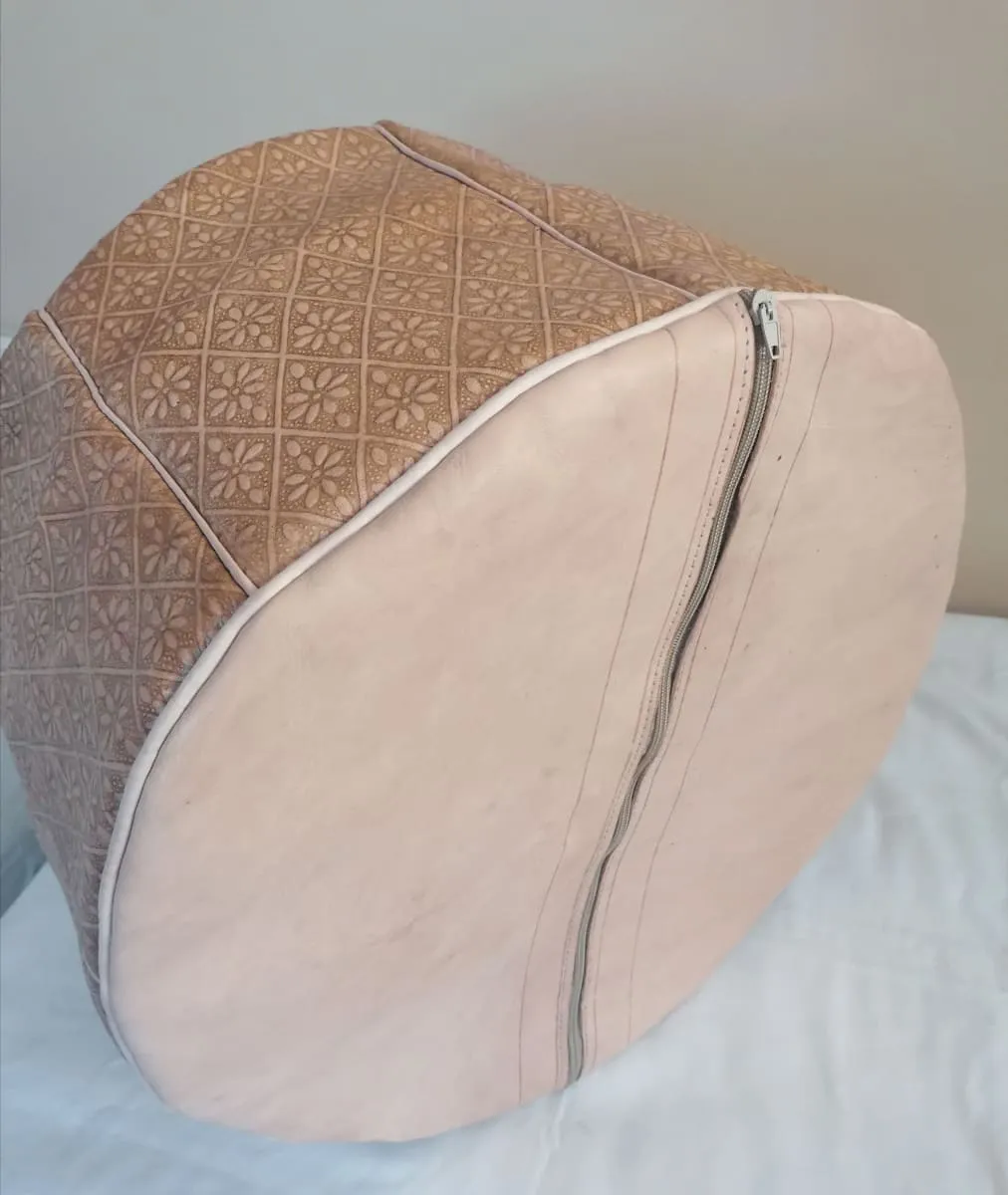 Moroccan pouf, Genuine Handmade Moroccan Leather Pouf, Brown Pouf Ottoman