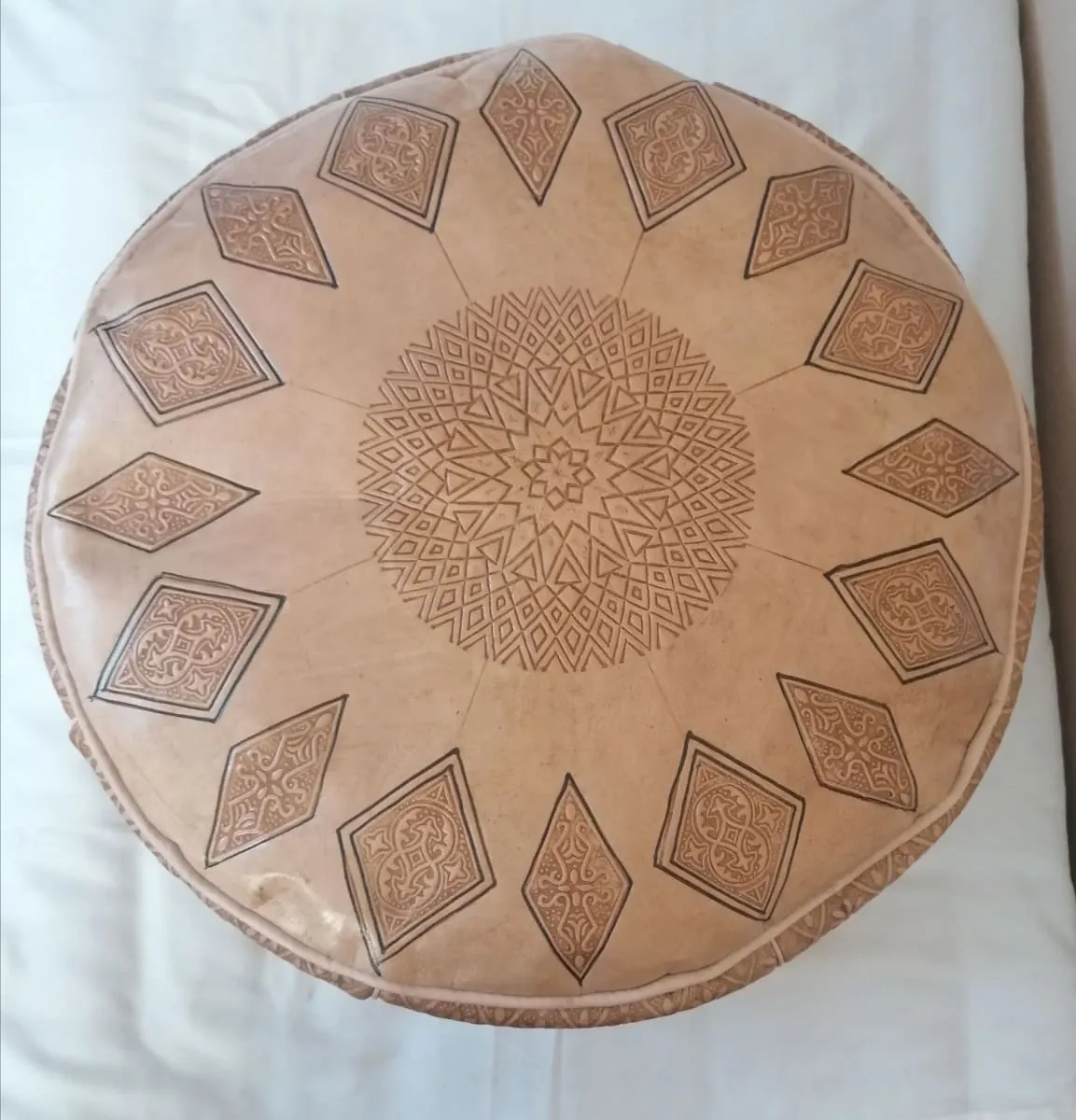 Moroccan pouf, Genuine Handmade Moroccan Leather Pouf, Brown Pouf Ottoman