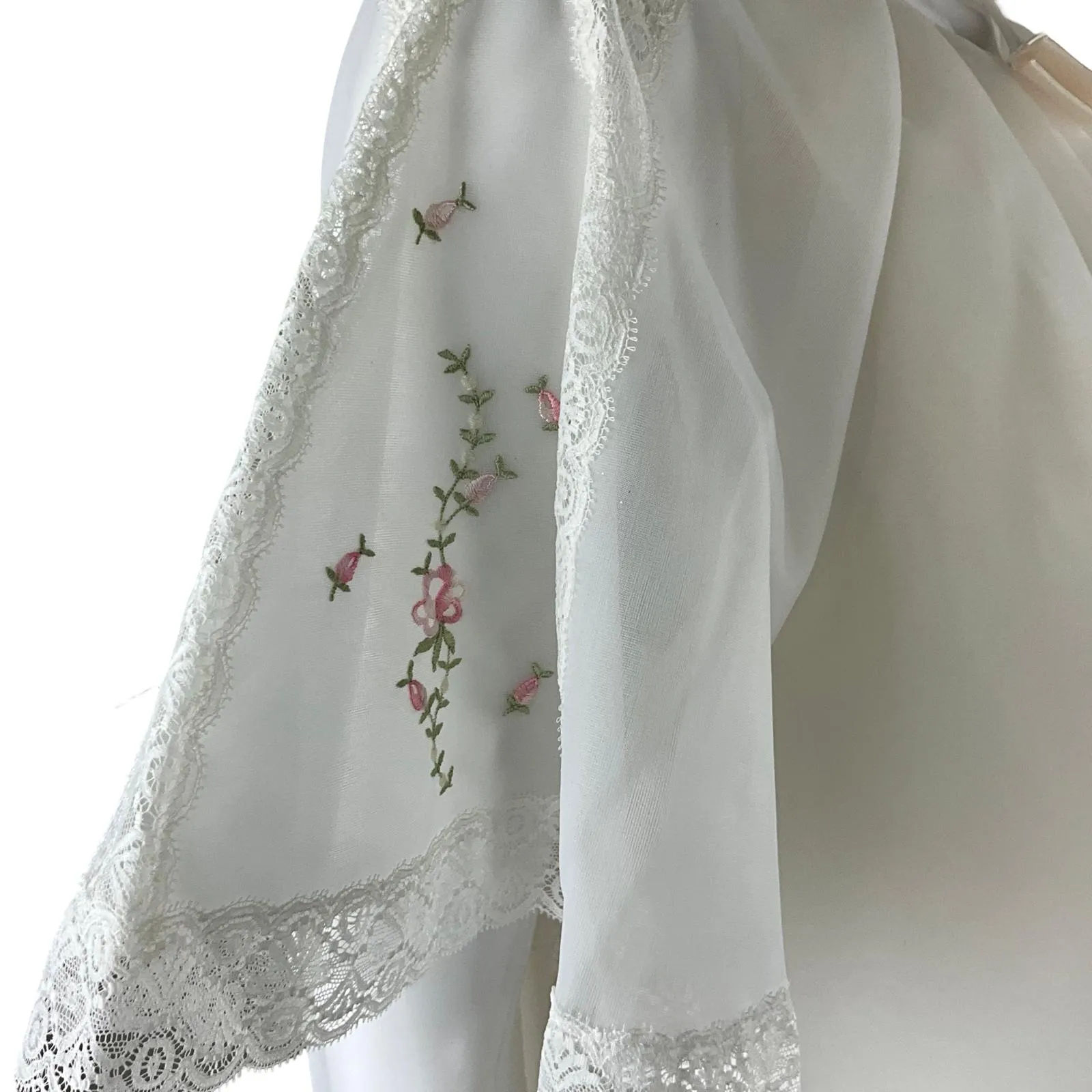 Shadowline Women’s White Chiffon Peignoir Slip Dress and Robe Set Sz S Pre-owned