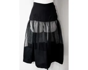 Size 6 Navy Cage Style Crinoline - 1950s Dark Blue Petticoat - Lingerie Deadstock - Sheer Bouffant Pin Up Style 50s - Waist 26 - 36340-2