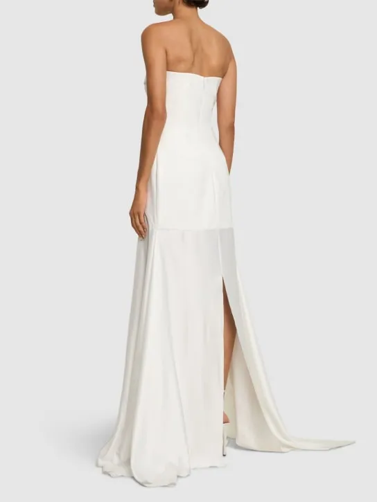 Solace London   Alessandra bonded strapless long dress 