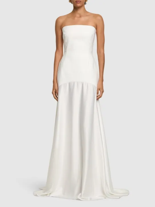 Solace London   Alessandra bonded strapless long dress 