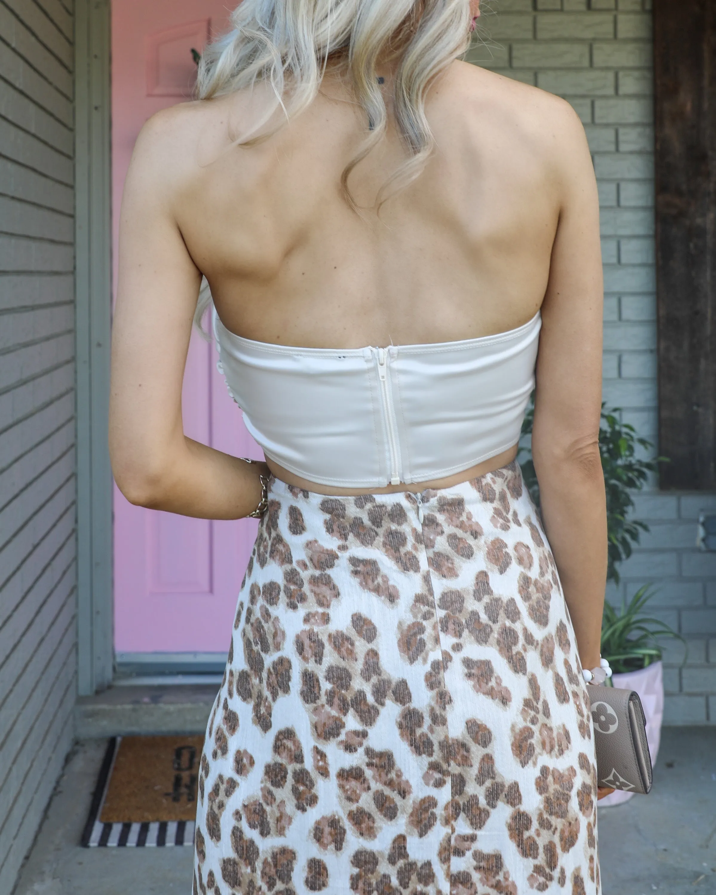 Sweetheart Ivory Satin Crop Top